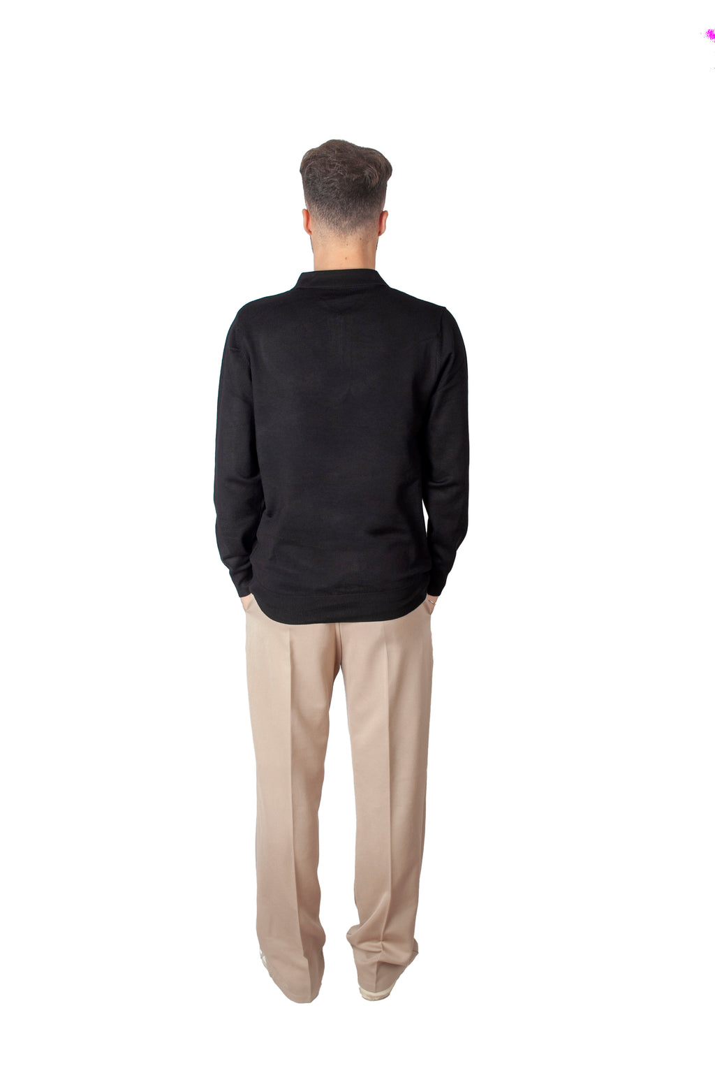 Long Sleeve Zip Polo Black